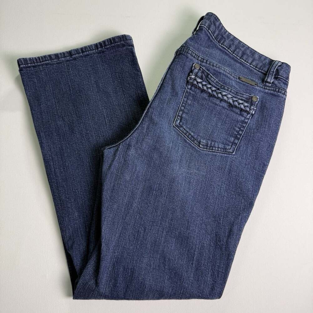 Liz Claiborne Stretch Womens 12P Blue Denim Bootcut Jeans Braided Back Pockets